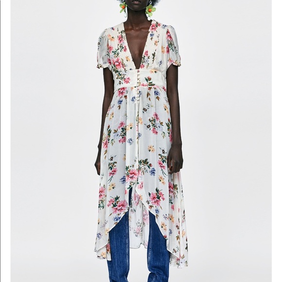 GORGEOUS ZARA NWT Long Floral Print Blouse Dress - Picture 4 of 4